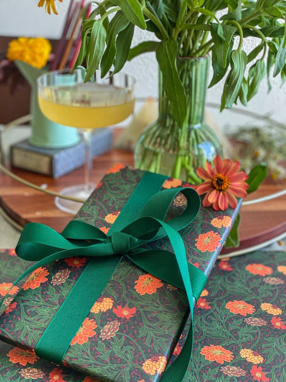 re:mused studio - Zinnia Gift Wrap Sheet – Double Sided: Single Sheets