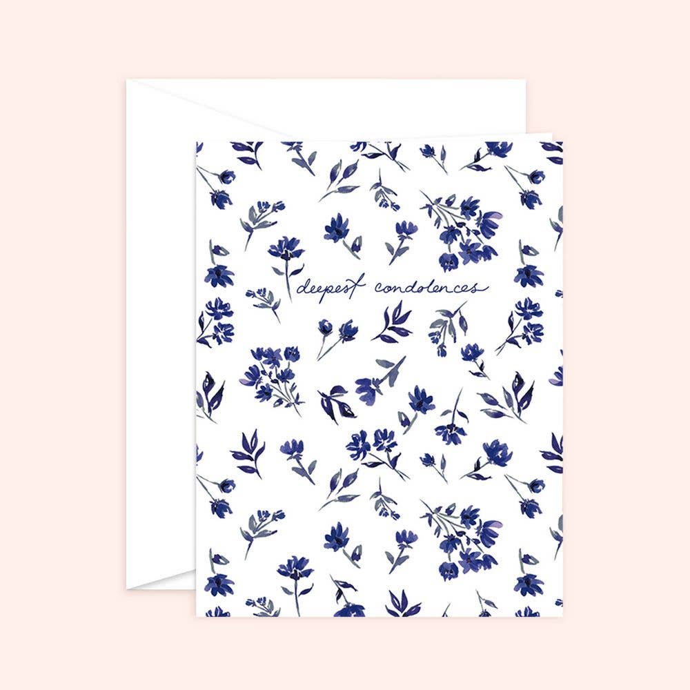 Almeida Illustrations - Deepest Condolences Navy Floral Card