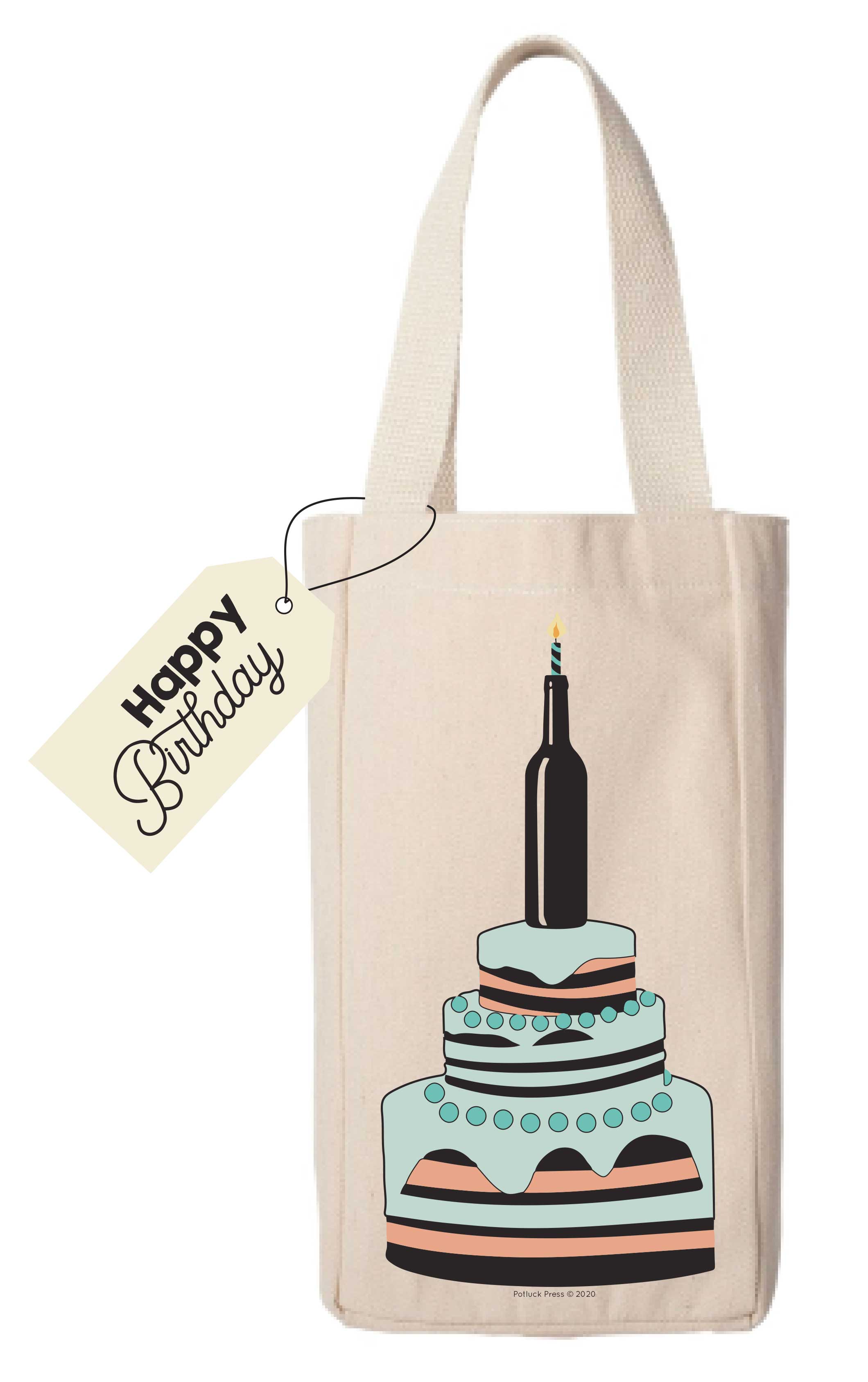 Potluck Press - Birthday Cake Bottle Topper Wine Bag