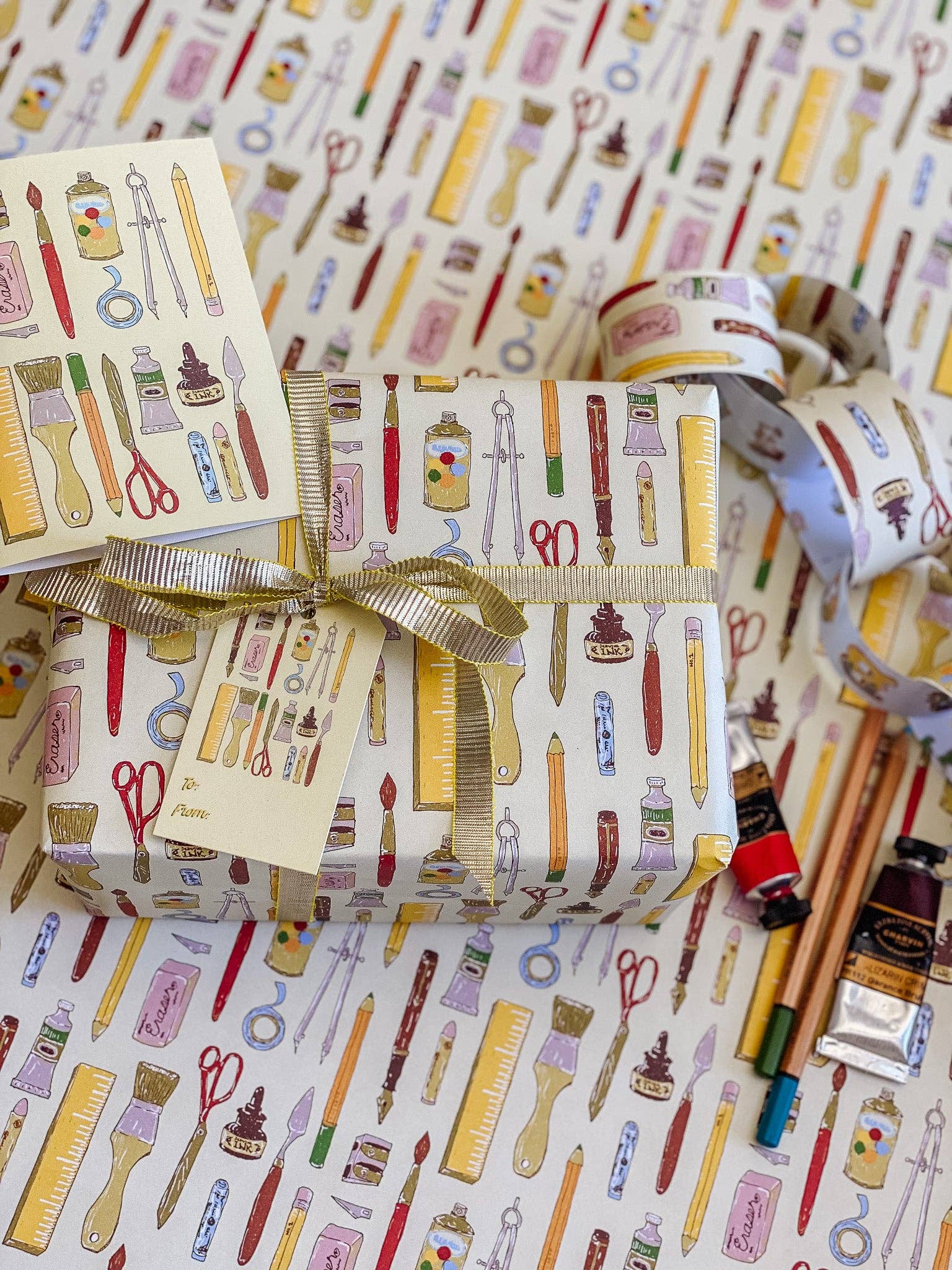 re:mused studio - Back to (Art) School Gift Wrap Sheet - Double Sided