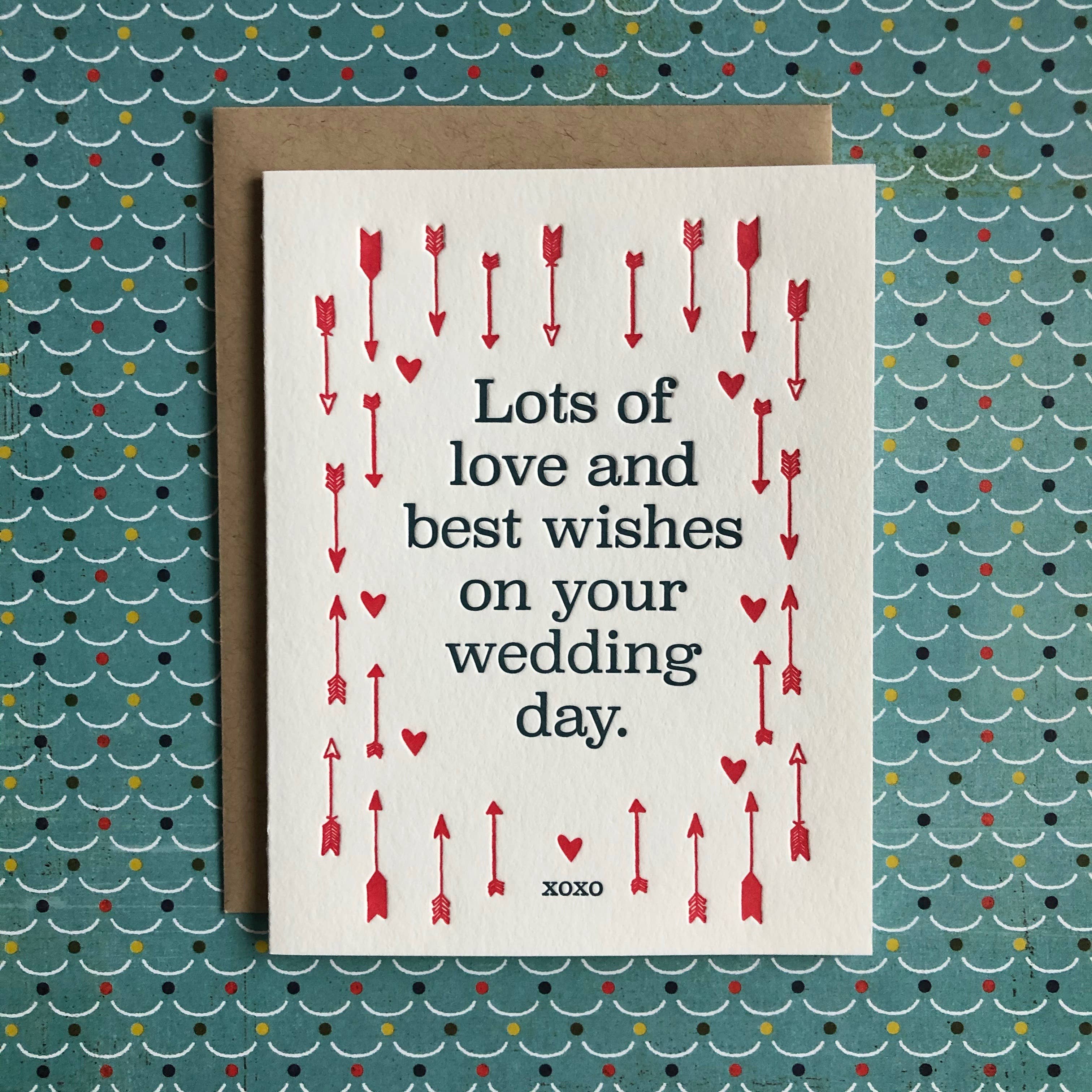 Lucky Bee Press - Arrow Love & Wish - letterpress card