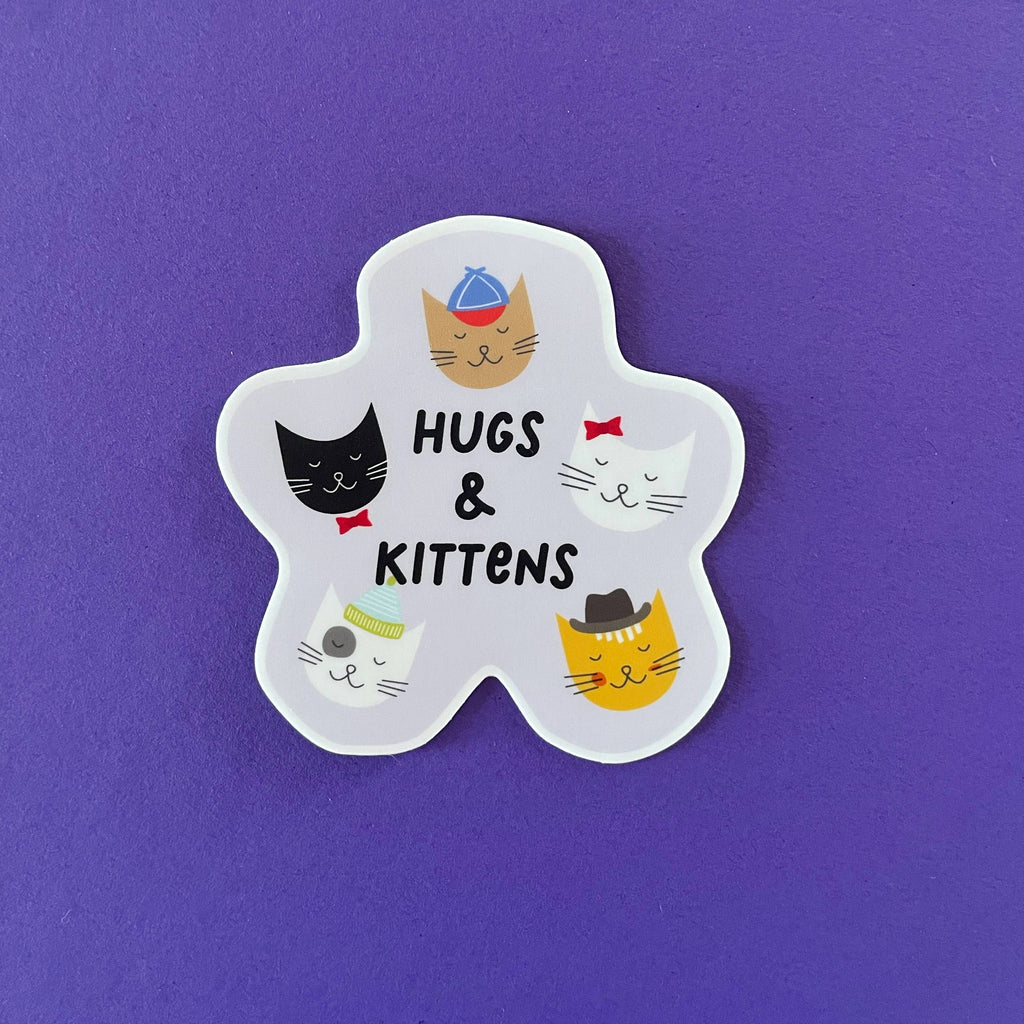 Graphic Anthology Greeting Cards - Hugs and Kittens vinyl waterproof sticker, Cats in Hats