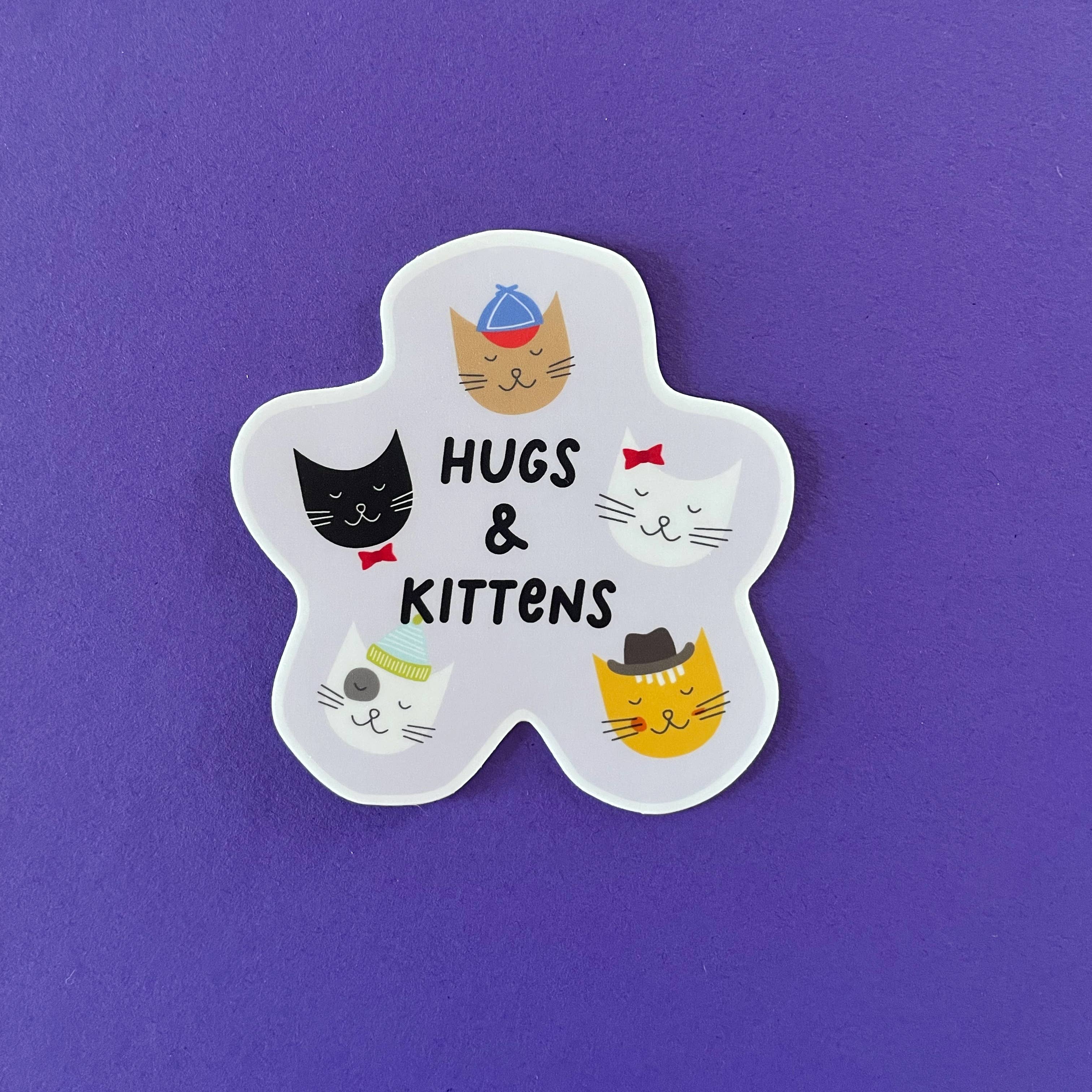 Graphic Anthology Greeting Cards - Hugs and Kittens vinyl waterproof sticker, Cats in Hats