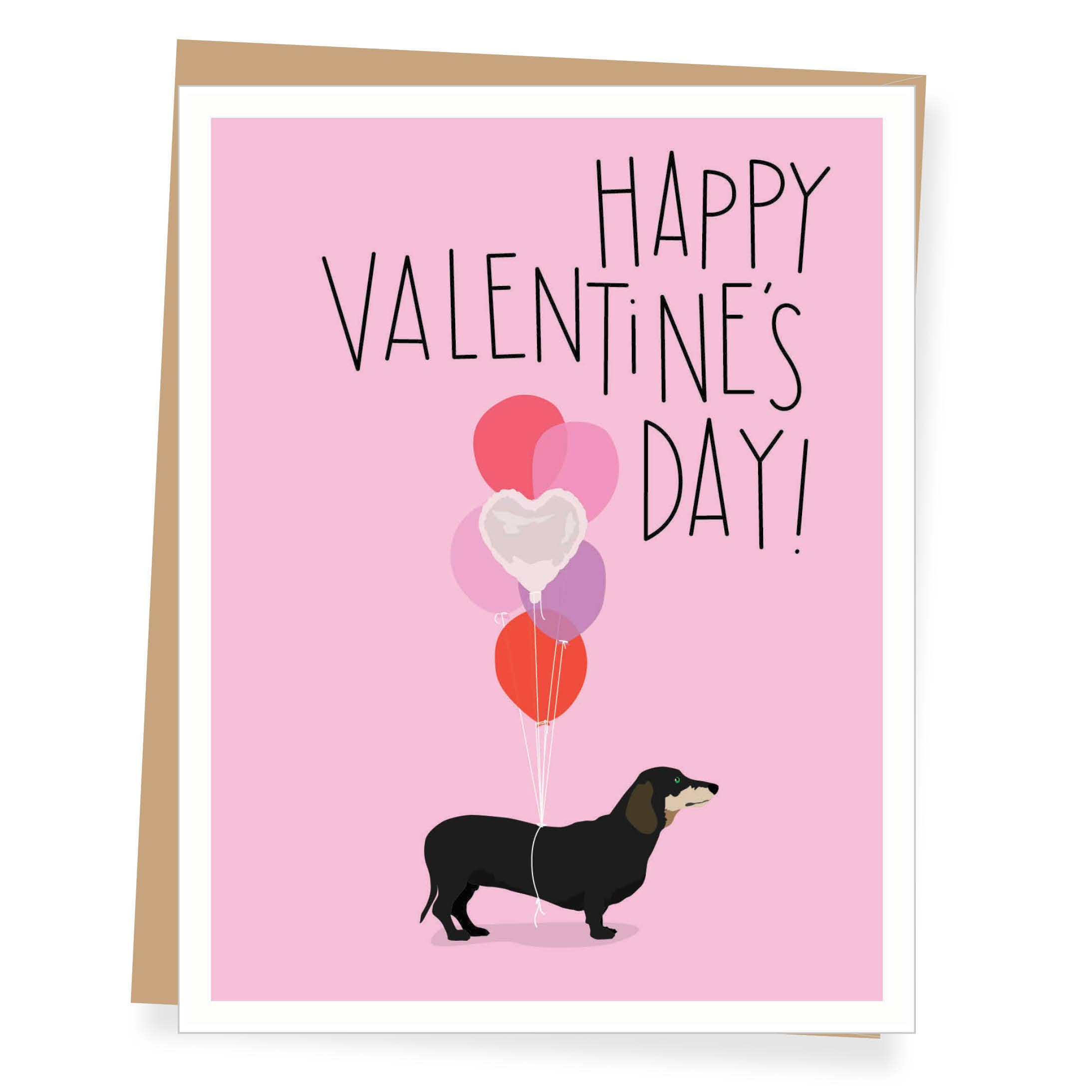 Apartment 2 Cards - Dachshund with Balloons Valentine's Day Card