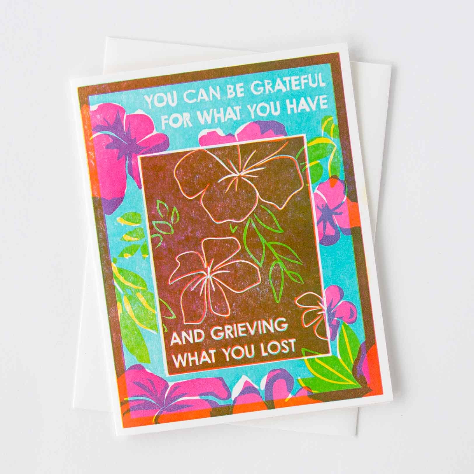 Heartell Press - Grateful and Grieving (Tropical Flowers) Sympathy Card