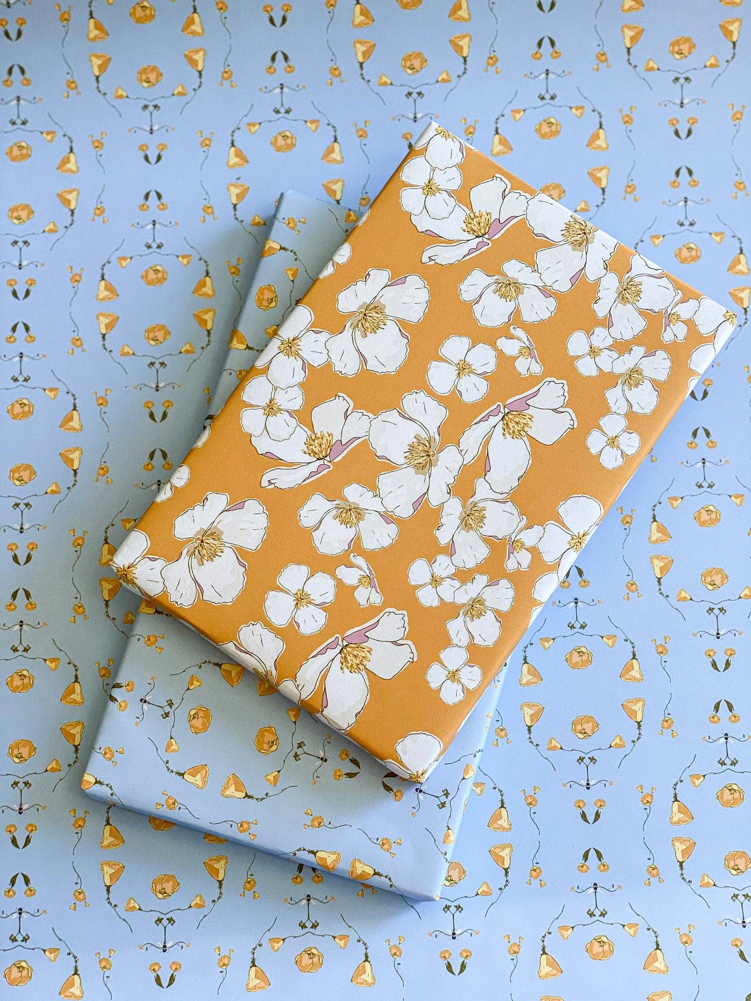 re:mused studio - California Poppy Gift Wrap Sheet – Double Sided: Single Sheets