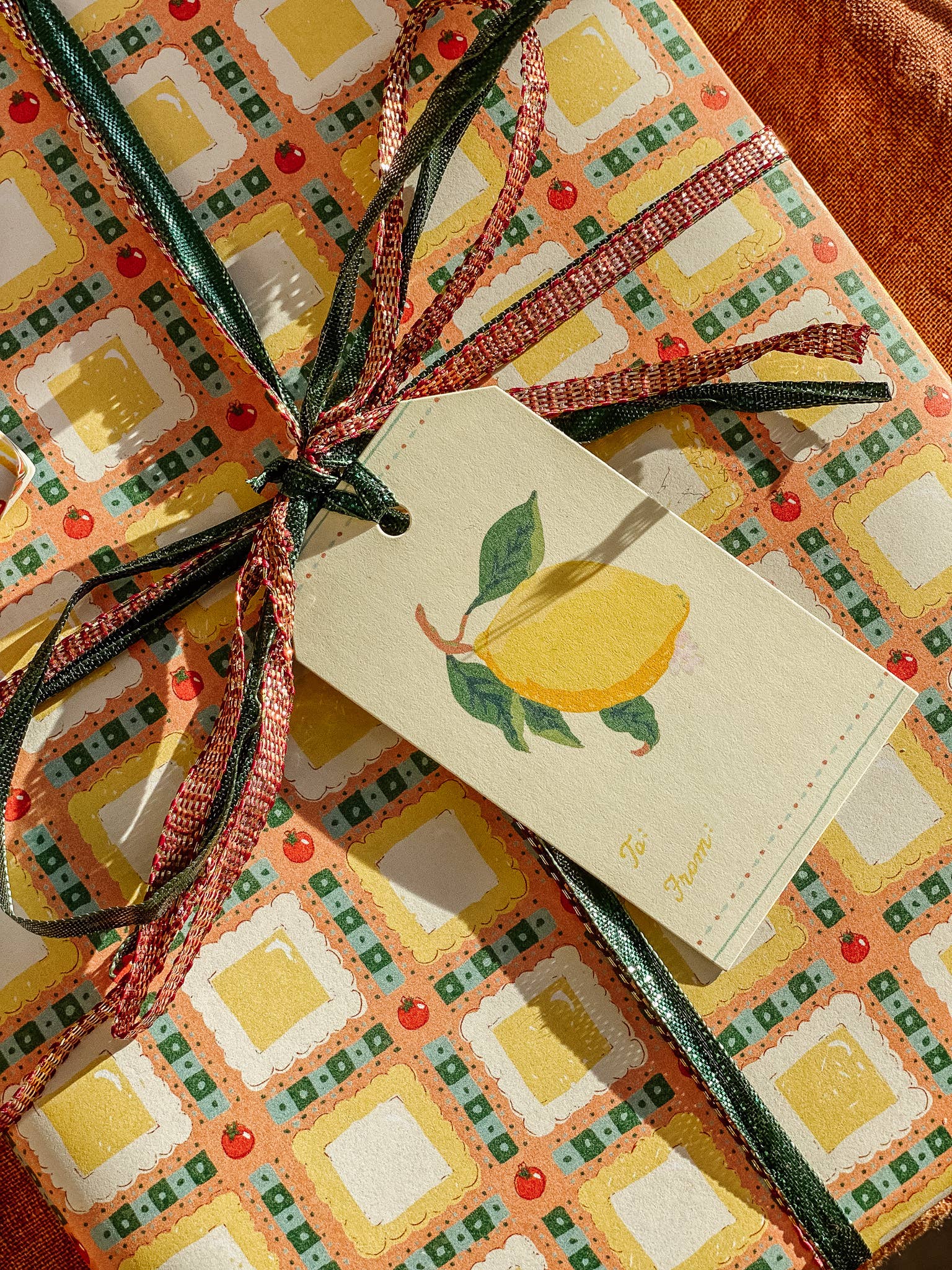 re:mused studio - Tomato Ravioli Gift Wrap Sheet - Double Sided