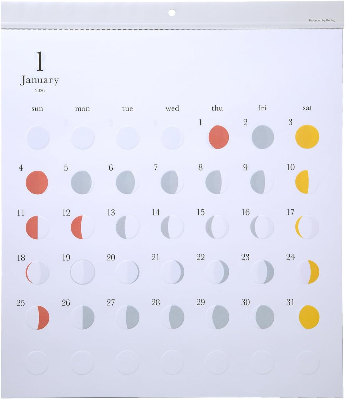 Replug Moon Calendar 2026 English – rock paper scissors Cville