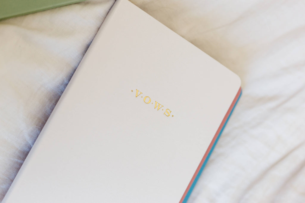 Studio Portmanteau - Wedding Vows Foil Embossed Linen Notebook | Neutral Tones: Cream