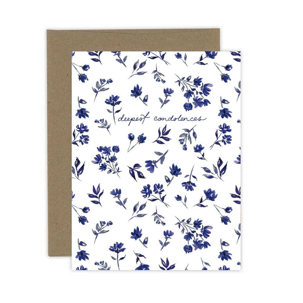 Almeida Illustrations - Deepest Condolences Navy Floral Card