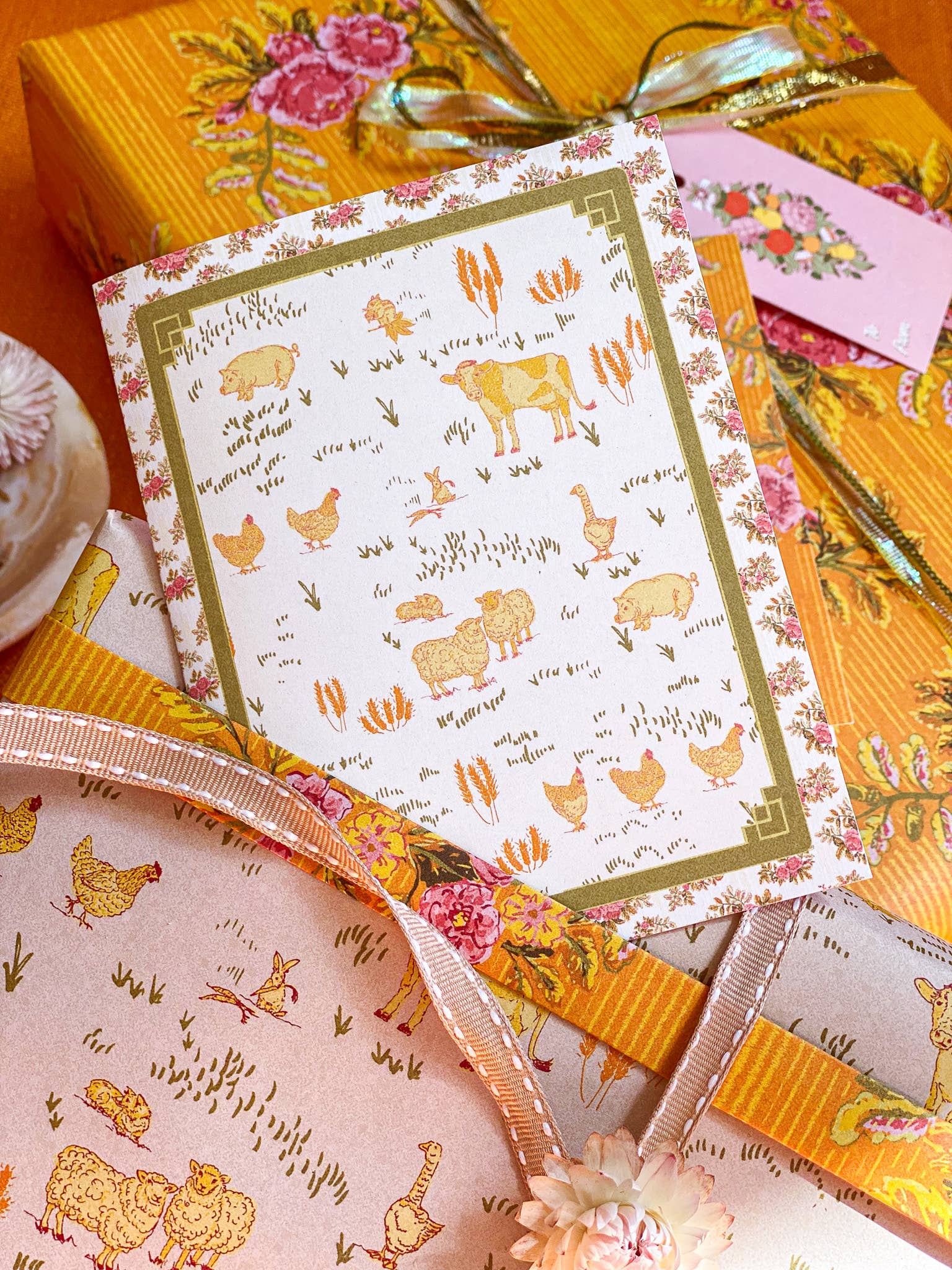 re:mused studio - Barnyard Blooms Gift Wrap Sheet - Double Sided