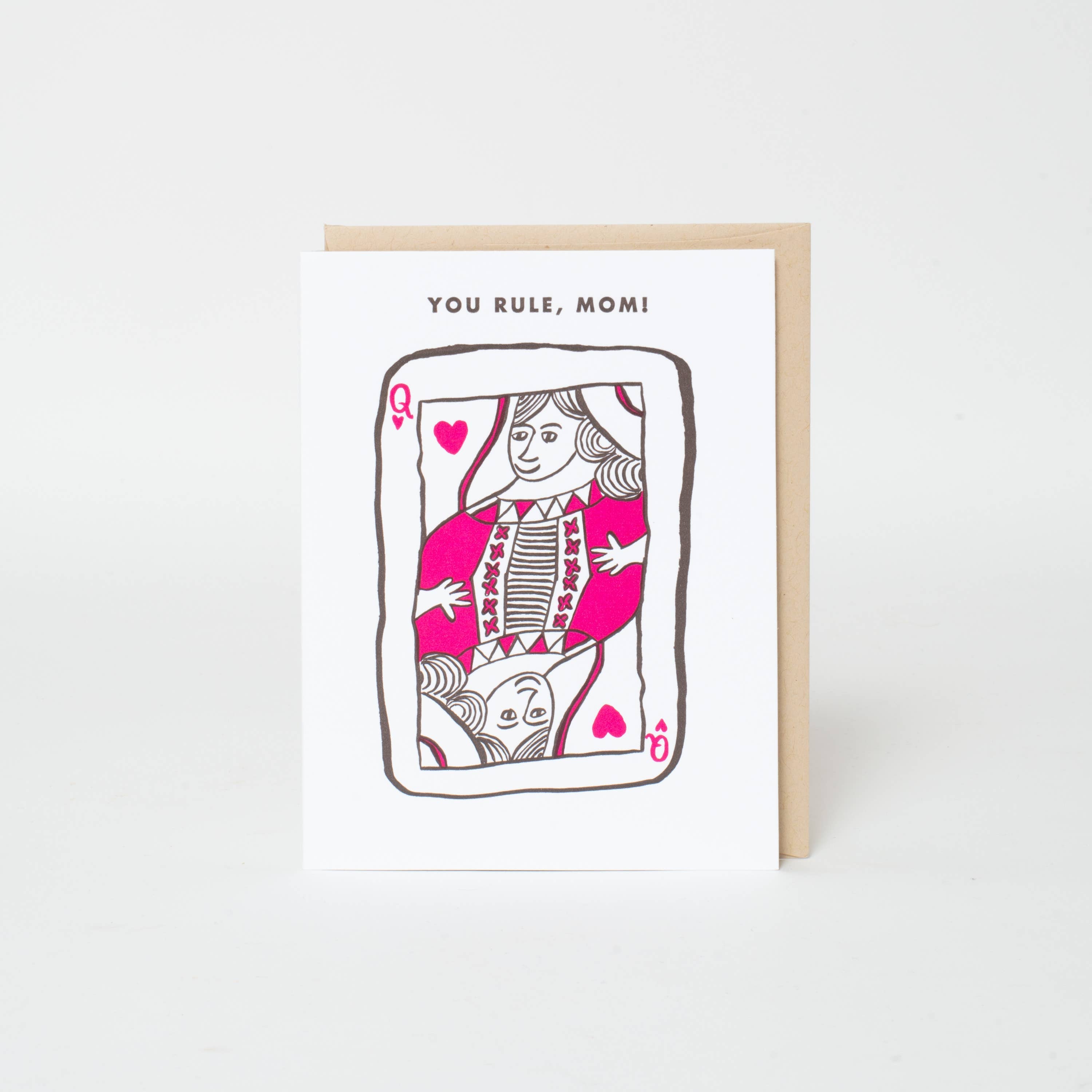 Egg Press Manufacturing - You Rule Mom Punny Letterpress Greeting Card