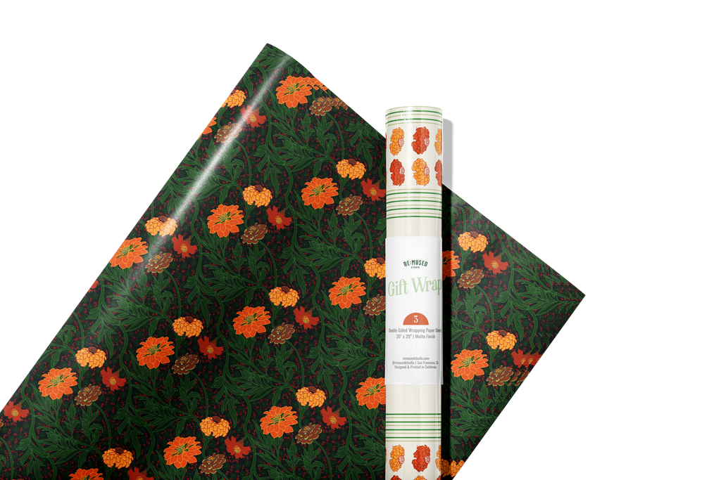 re:mused studio - Zinnia Gift Wrap Sheet – Double Sided: Single Sheets