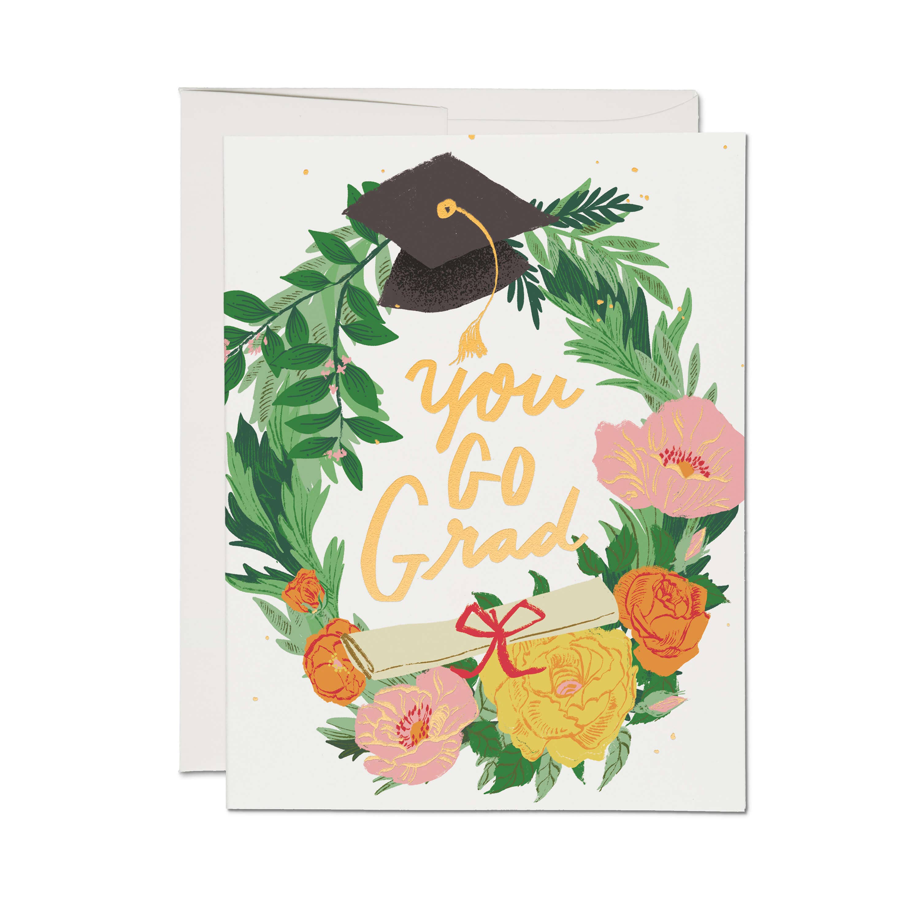 Red Cap Cards - Graduation Wreath greeting card