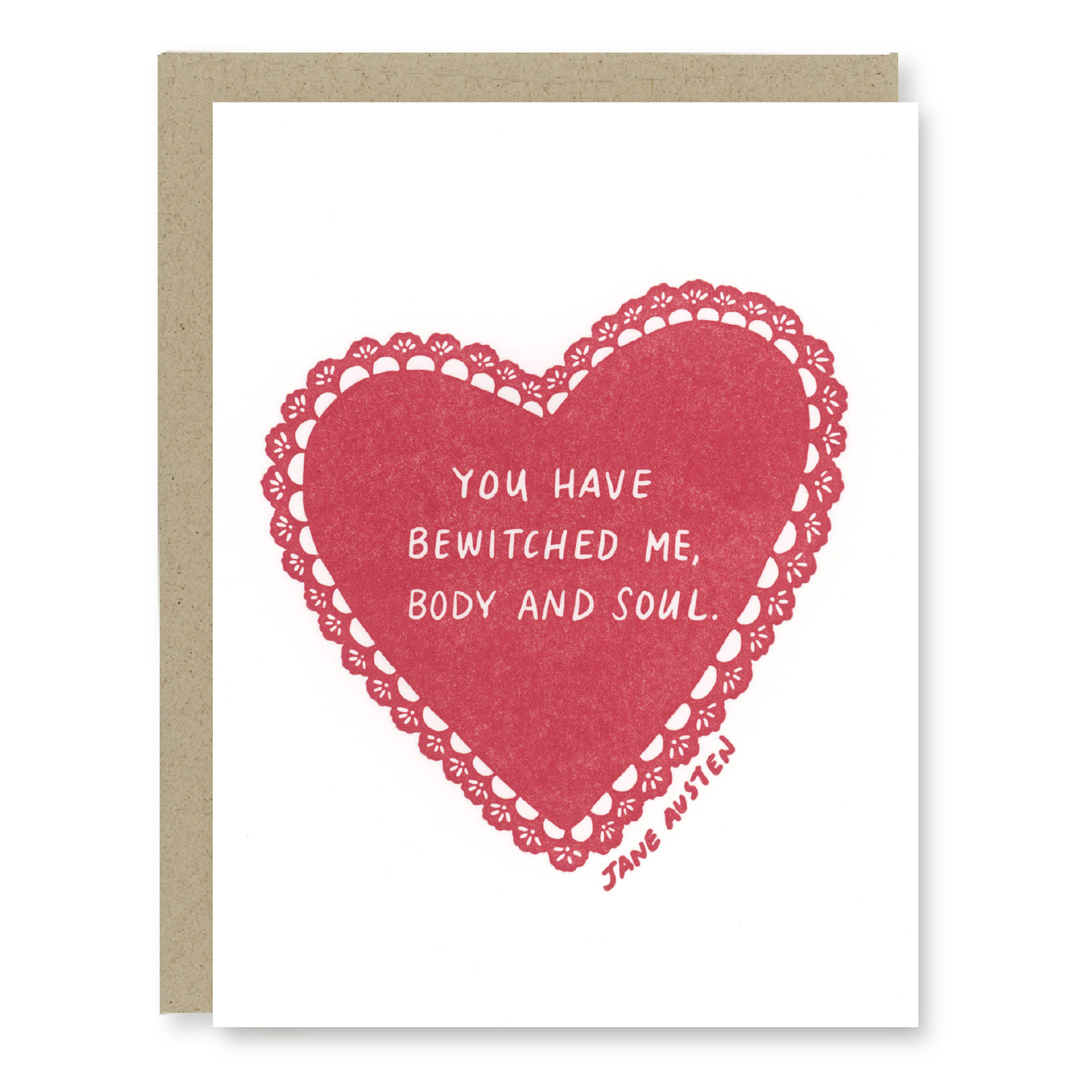 Kindred Letterpress - Jane Austen Love Card | Valentine's Day Card