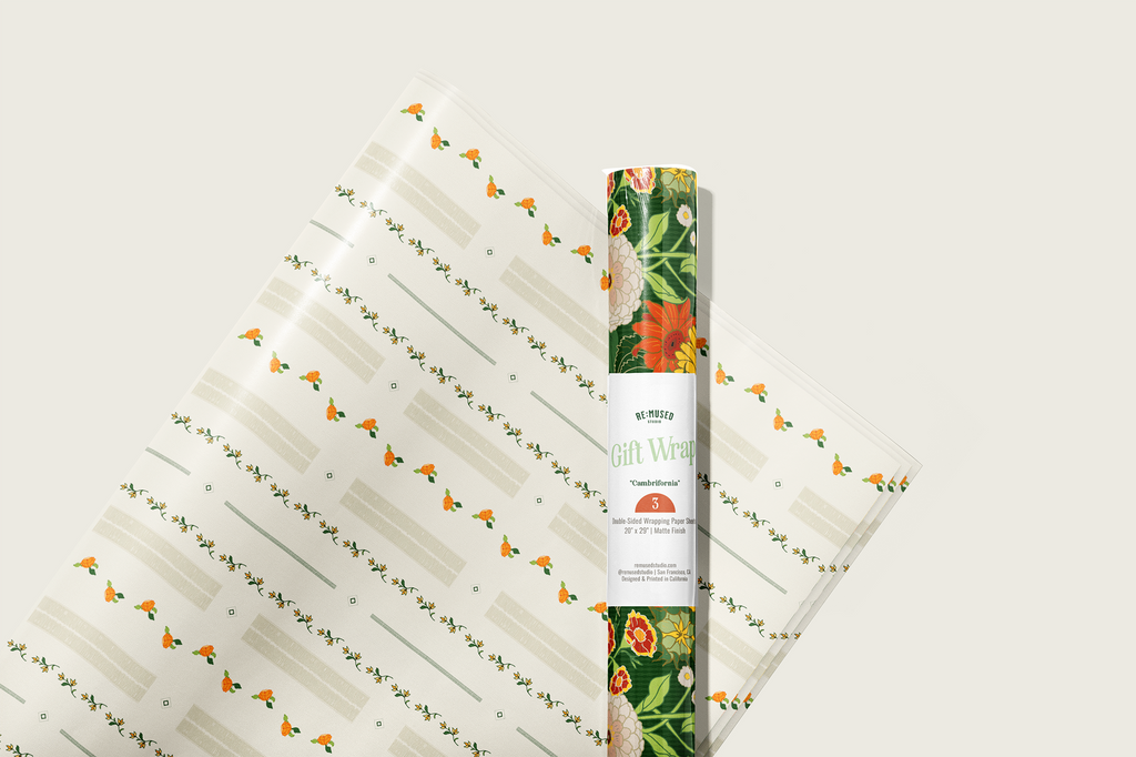 re:mused studio - Autumn Blooms Gift Wrap Sheet – Double Sided: Single Sheets
