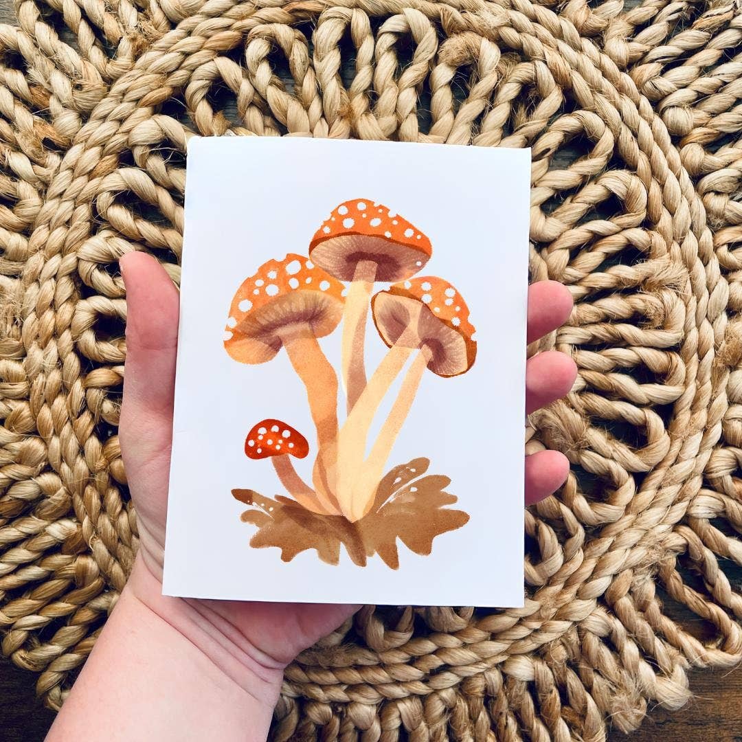 Cryptic Paper Co. - Set Of 6 Fantasy Forest Mushroom Watercolor Note Cards