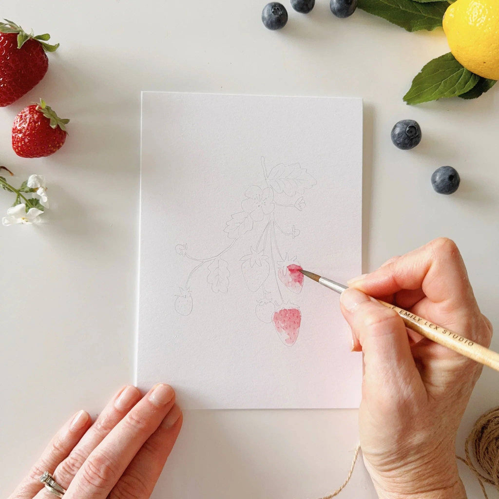 emily lex studio - Fruit paintable watercolor notecard set