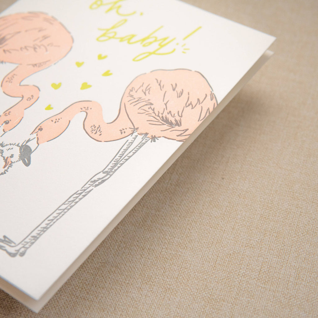 Kindred Letterpress - Flamingo Baby Card