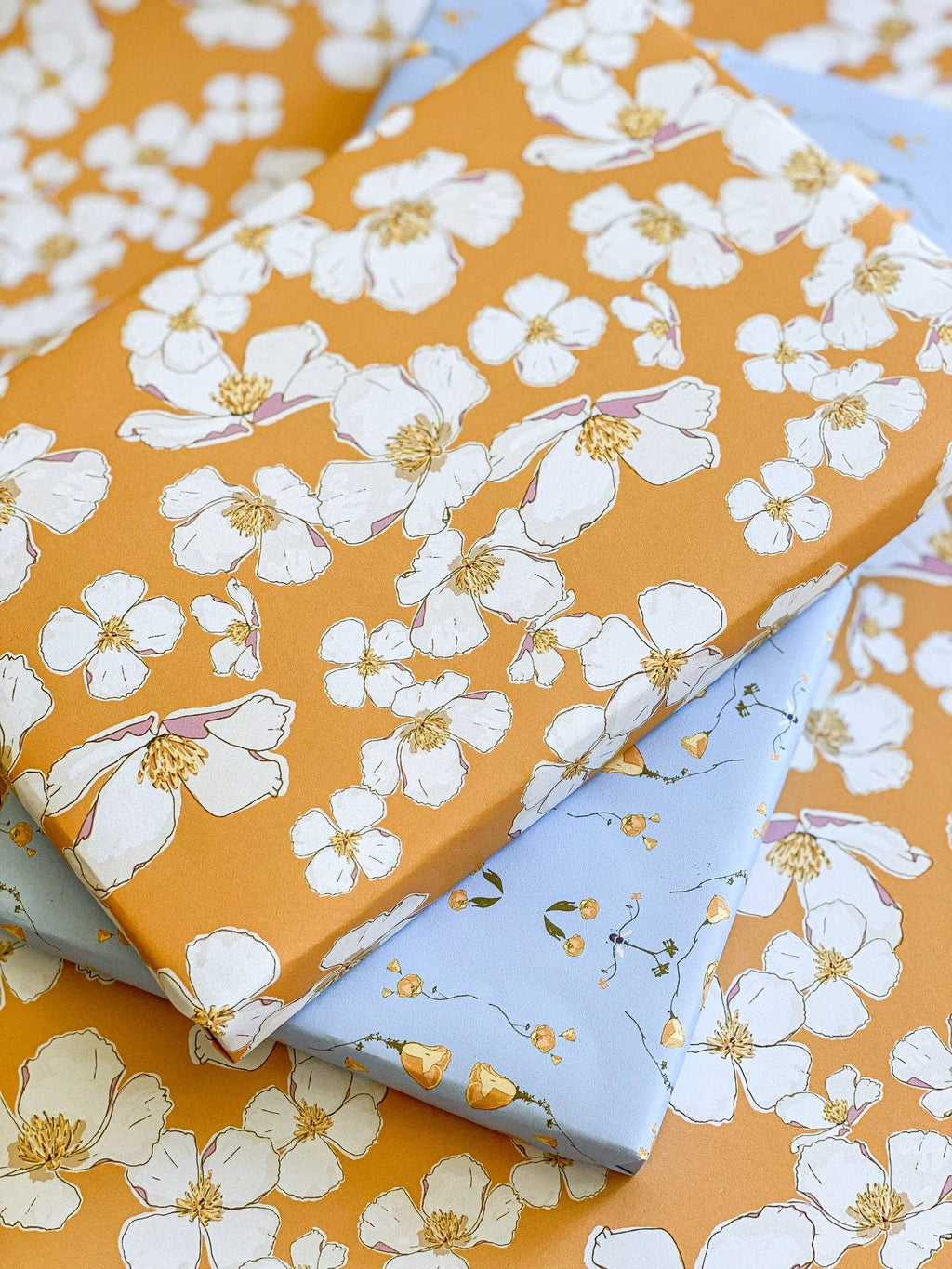 re:mused studio - California Poppy Gift Wrap Sheet – Double Sided: Single Sheets