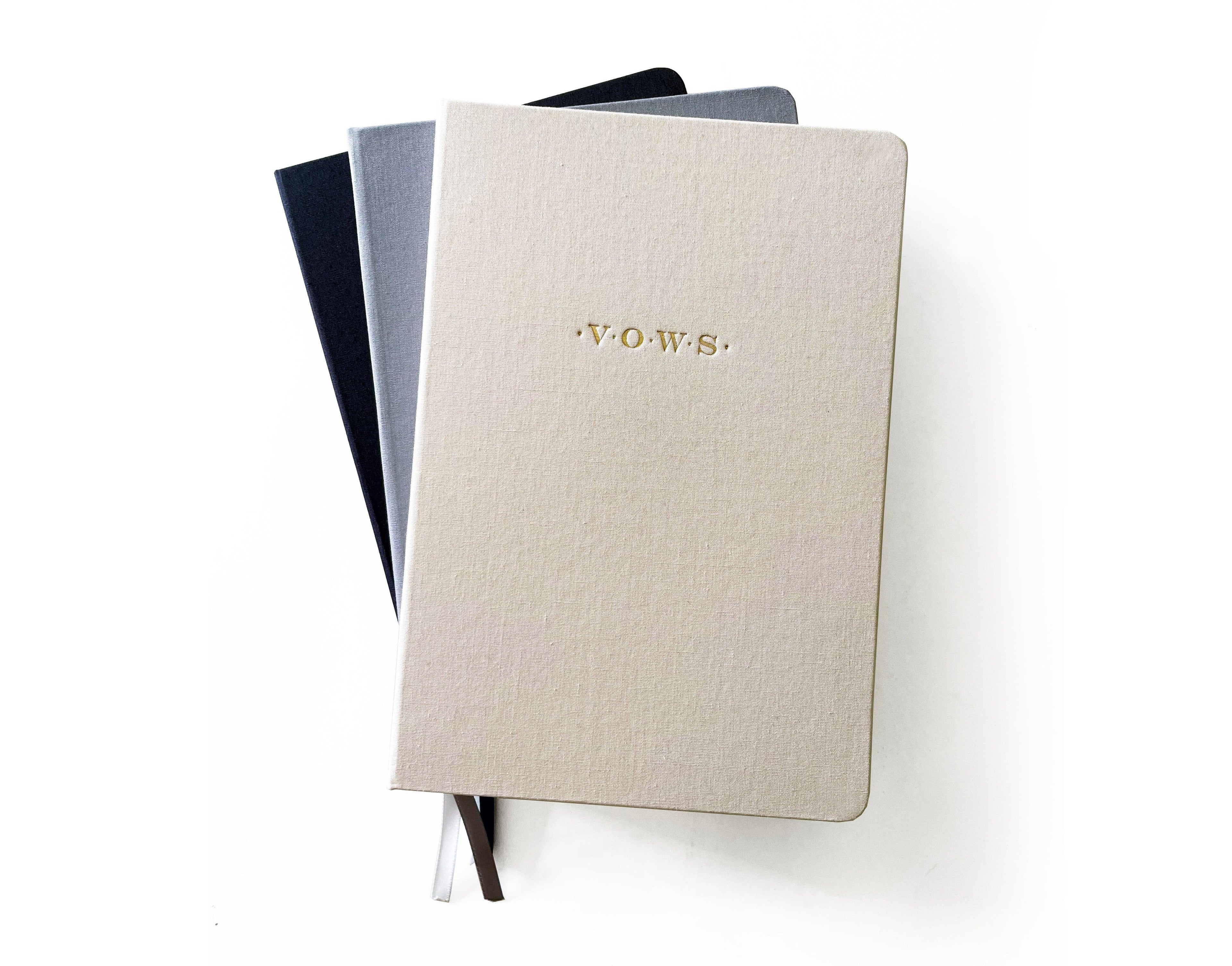 Studio Portmanteau - Wedding Vows Foil Embossed Linen Notebook | Neutral Tones: Charcoal