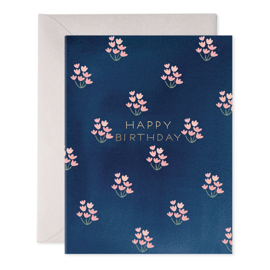 E. Frances Paper - Dainty Block Print Blue Birthday Greeting Card