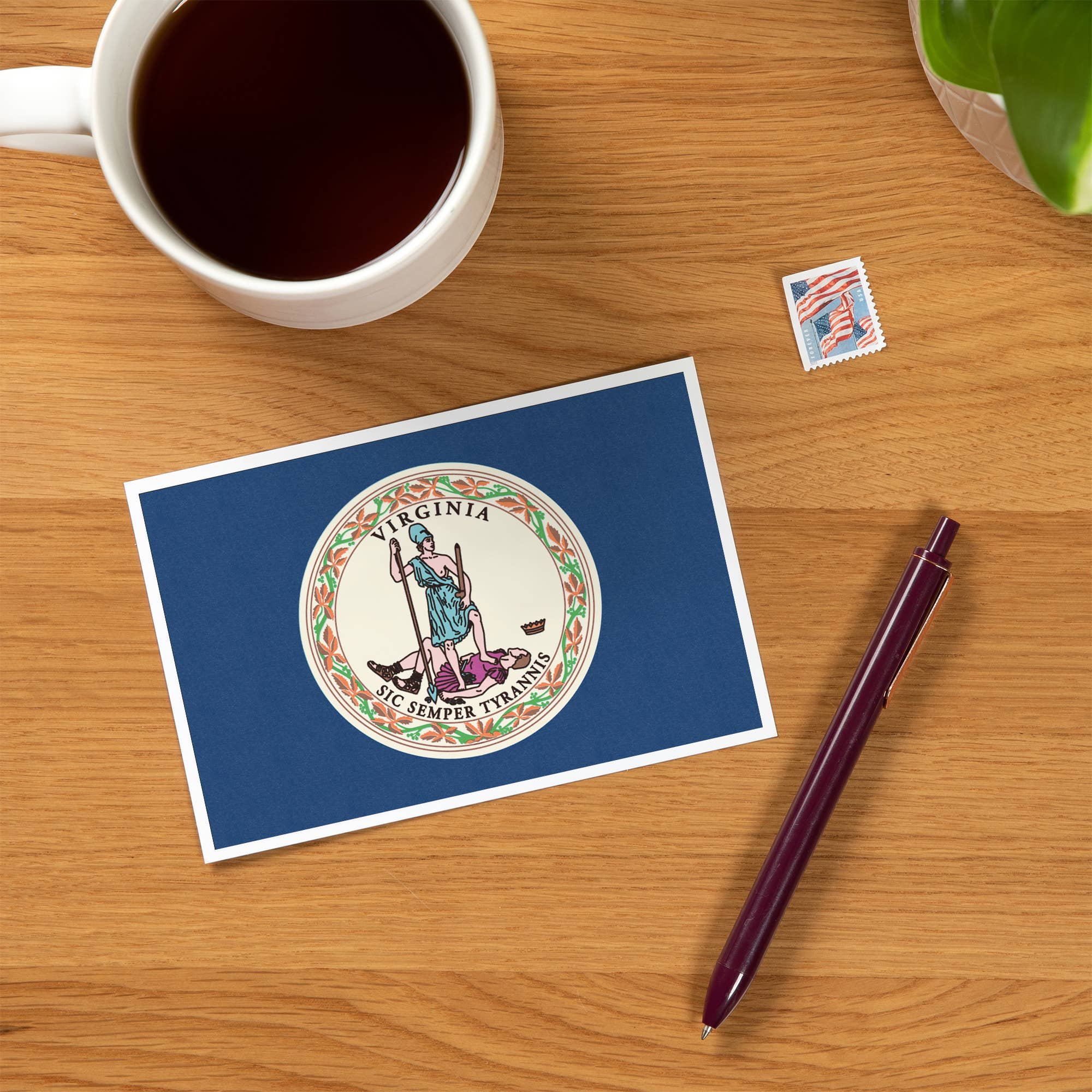 Lantern Press - PREMIUM POSTCARDS Virginia State Flag, Letterpress