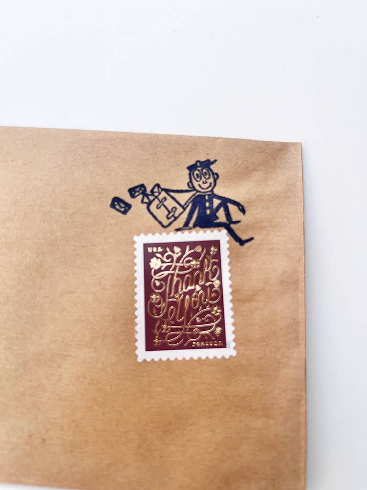 LA PAPER LOVER - Mr Zip Sitting Rubber stamp cute snail mail pen pal gift