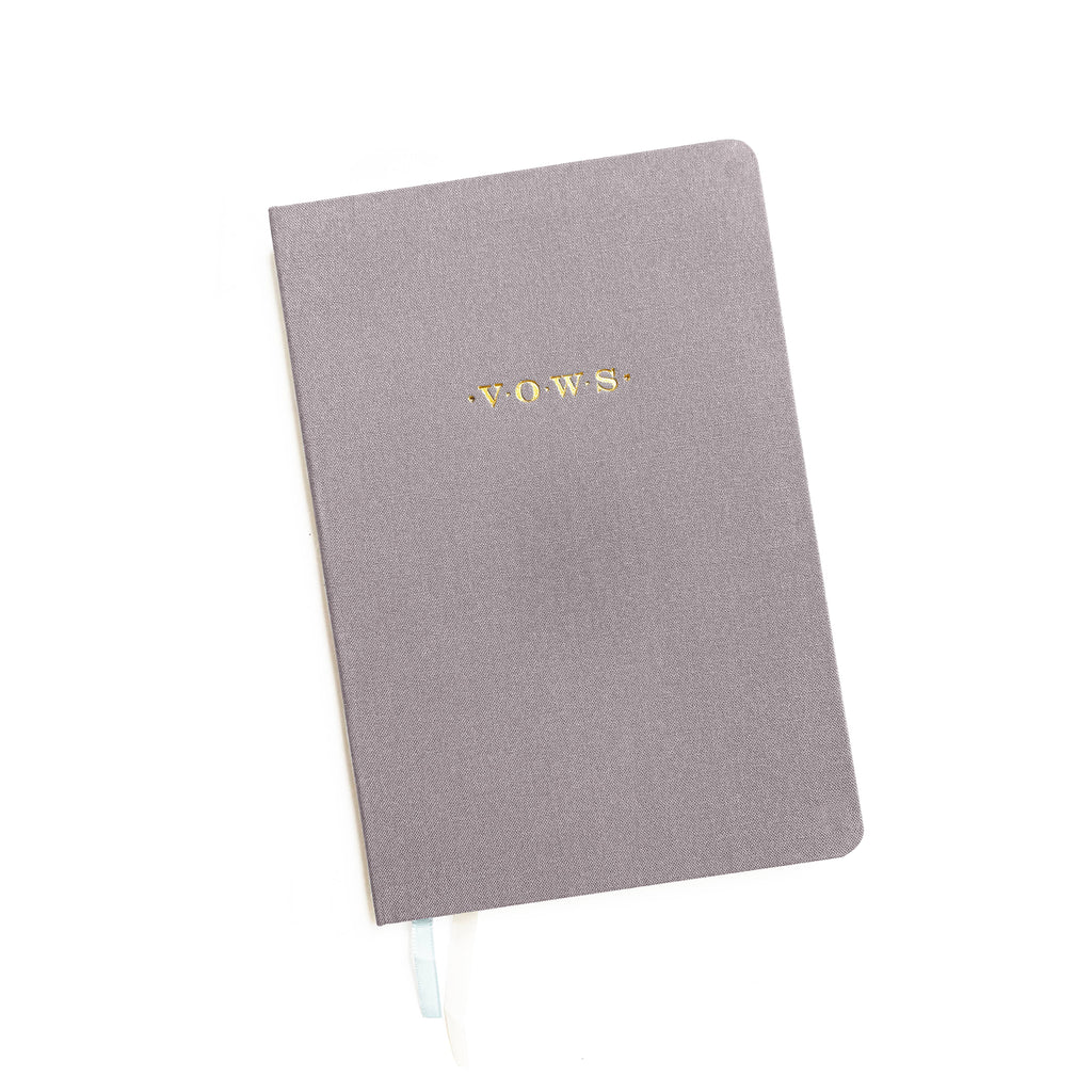 Studio Portmanteau - Wedding Vows Foil Embossed Linen Notebook | Pastel Tones: Sage green