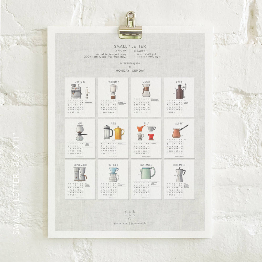 Yeesan Loh - 2026 Calendars: Coffee Brewing: MON-SUN,  Standard, Classic