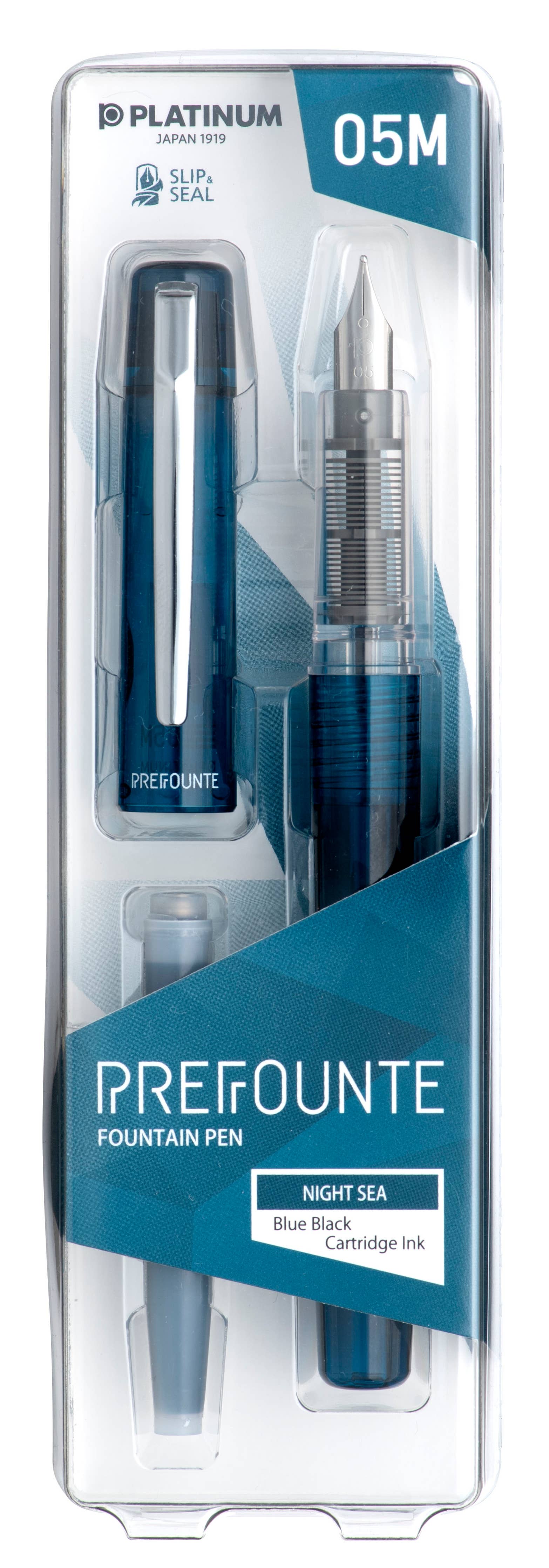 Platinum Prefounte Fountain Pen -  Graphite Blue,  Fine