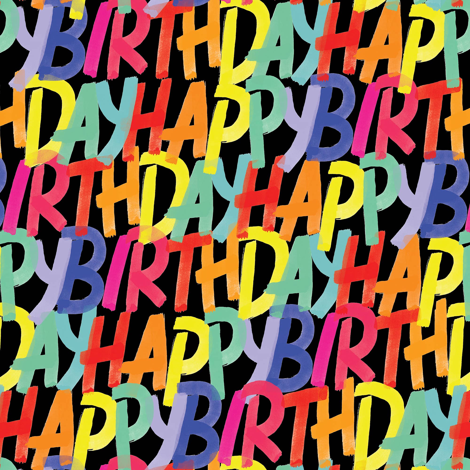 Jillson & Roberts - Rainbow Birthday Black - Wrap - Rolls: 5' X 30"