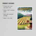 Lantern Press - PREMIUM POSTCARDS Charlottesville, Virginia Wine Vineyard