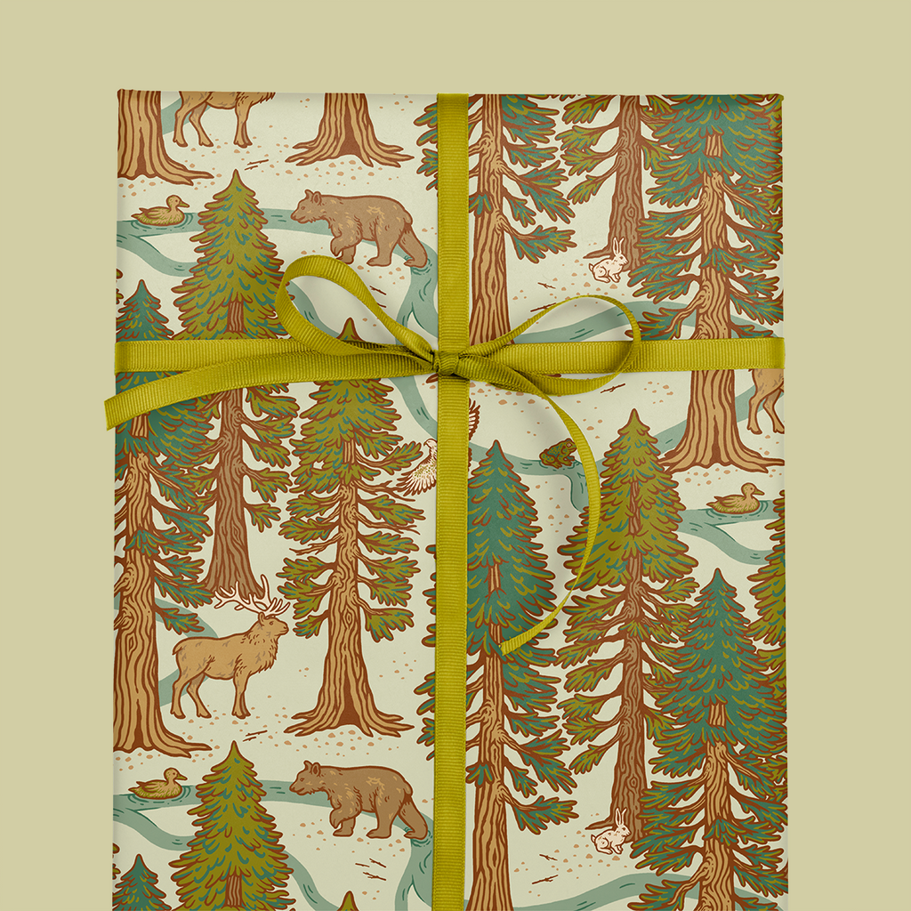 Mustard Beetle - Recyclable Gift Wrap / Wrapping Paper: Redwoods: Flat/Not Rolled