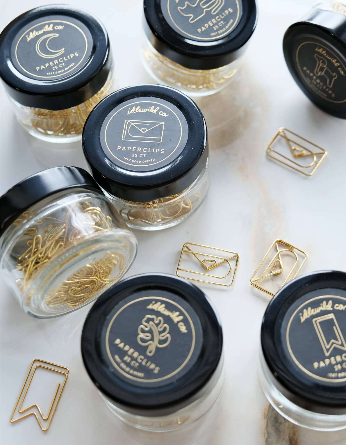 Idlewild Co. - Gold Plated Paper Clips (Jar of 25) | Hand