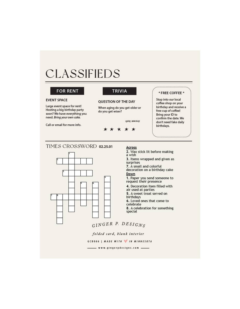 Ginger P. Designs - Birthday Times Greeting Card