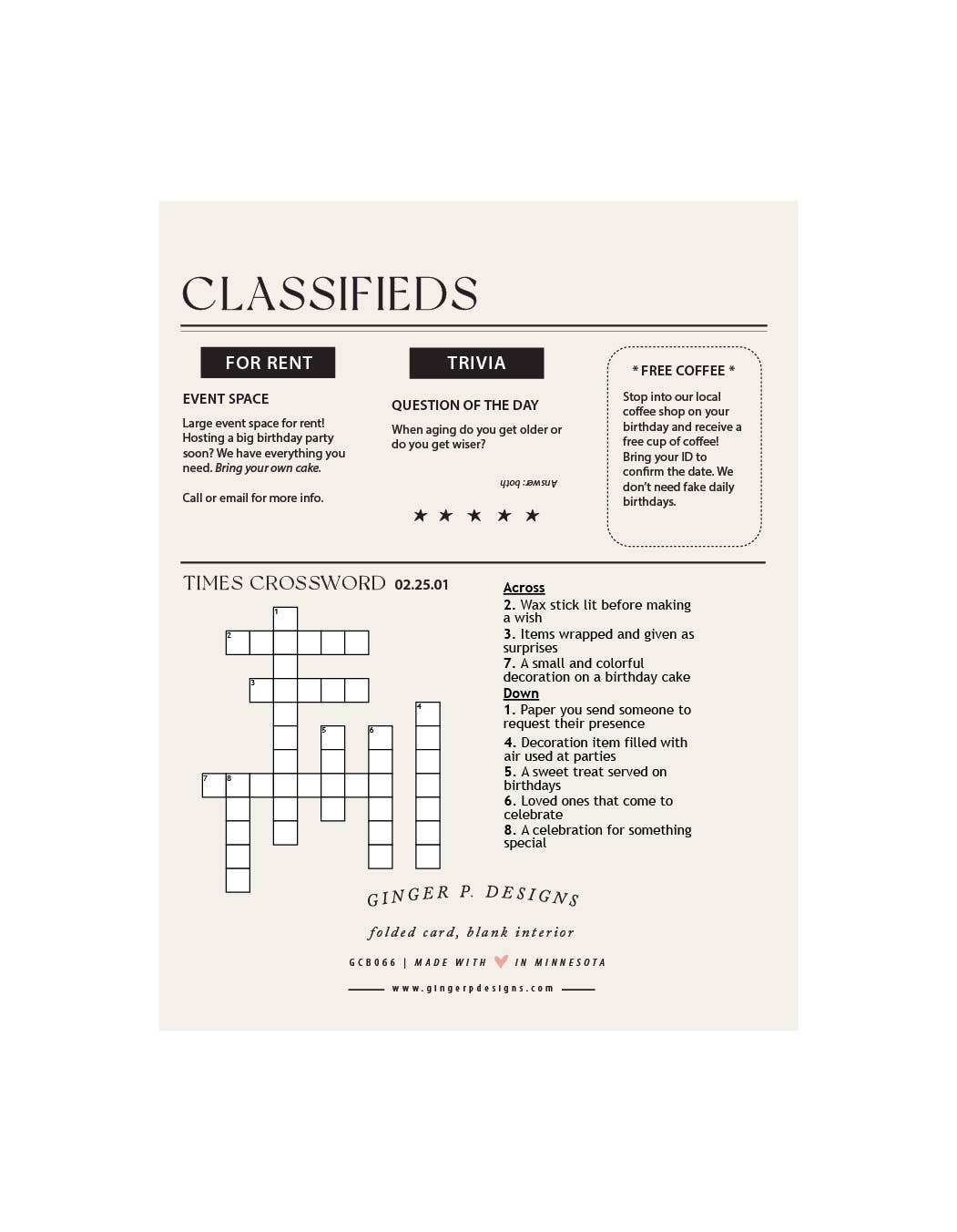 Ginger P. Designs - Birthday Times Greeting Card