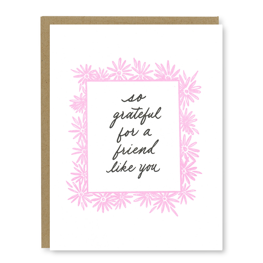 Kindred Letterpress - Pink Friendship Card | Letterpress Friendship Card