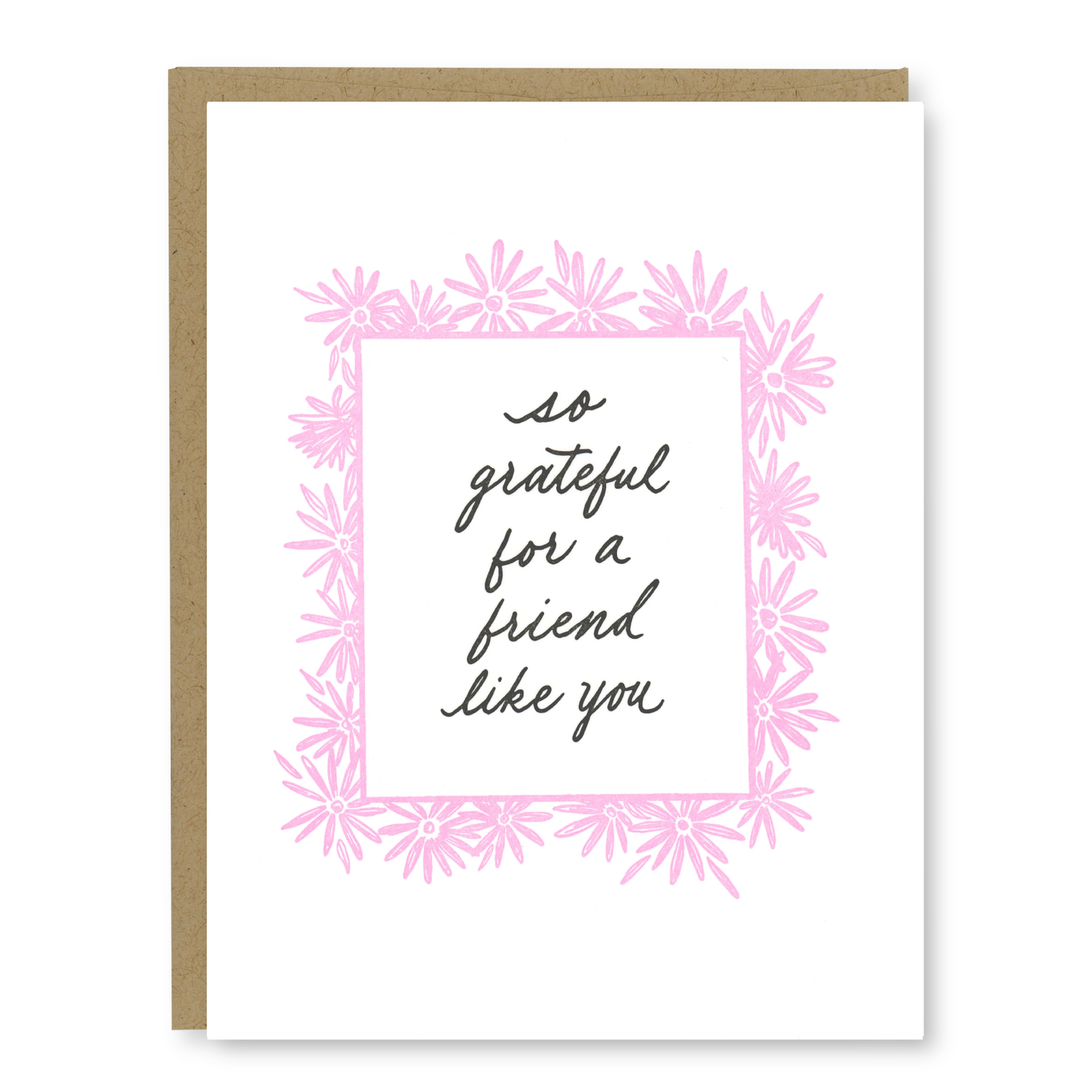 Kindred Letterpress - Pink Friendship Card | Letterpress Friendship Card