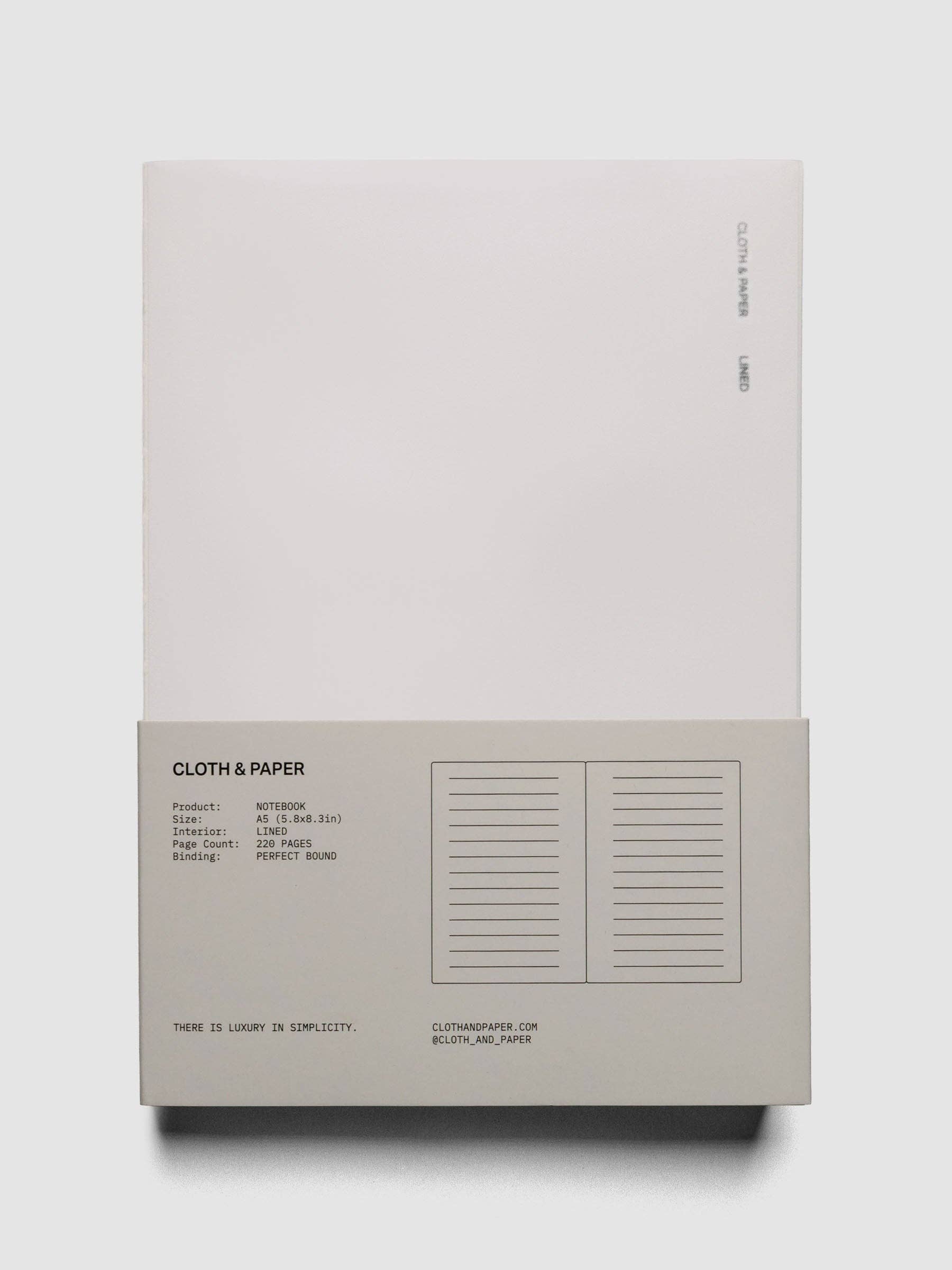 Cloth & Paper - Perfect Bound Notebook | A5: Lined | Ash