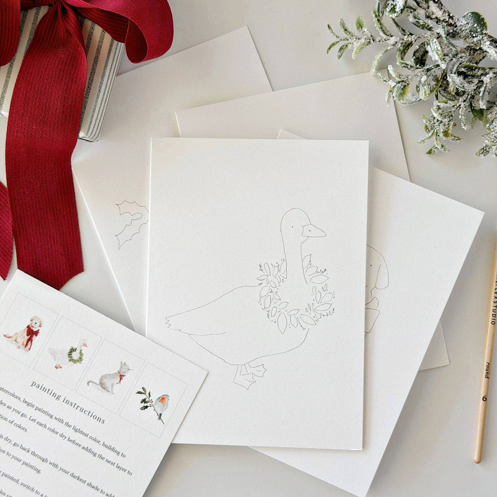 emily lex studio - Festive friends paintable notecard