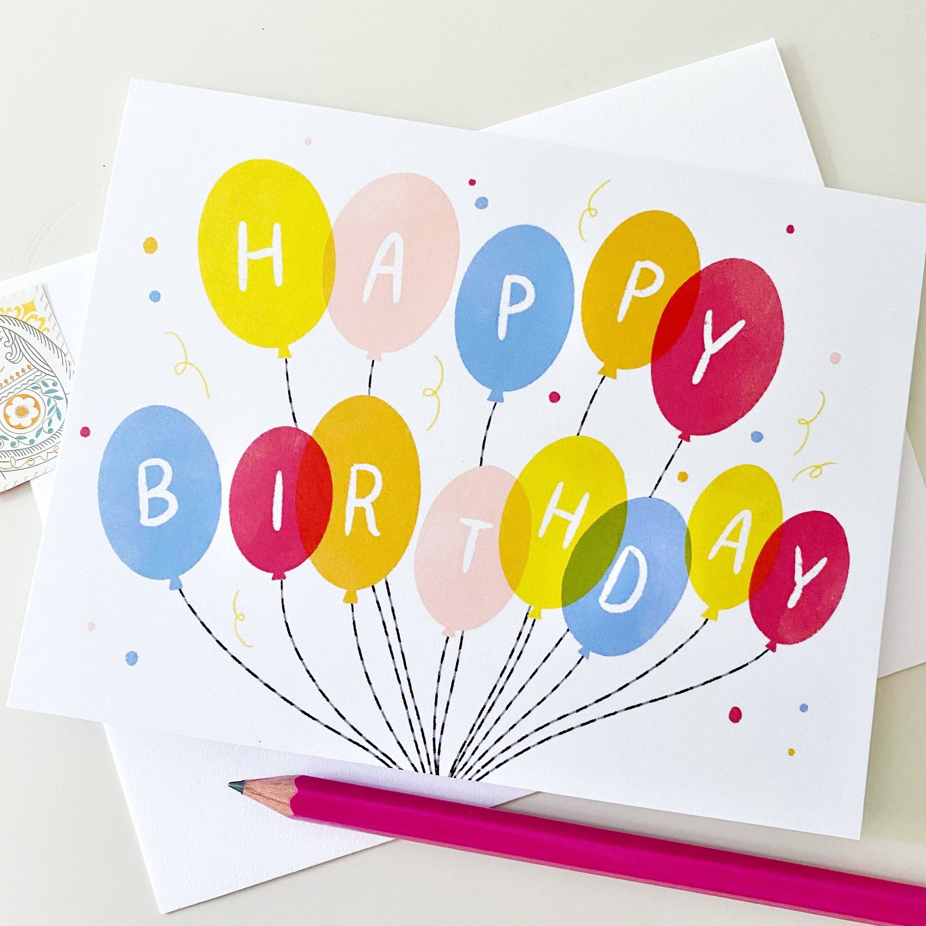 Molly Marie Pea - Bunch of Balloons Birthday Card