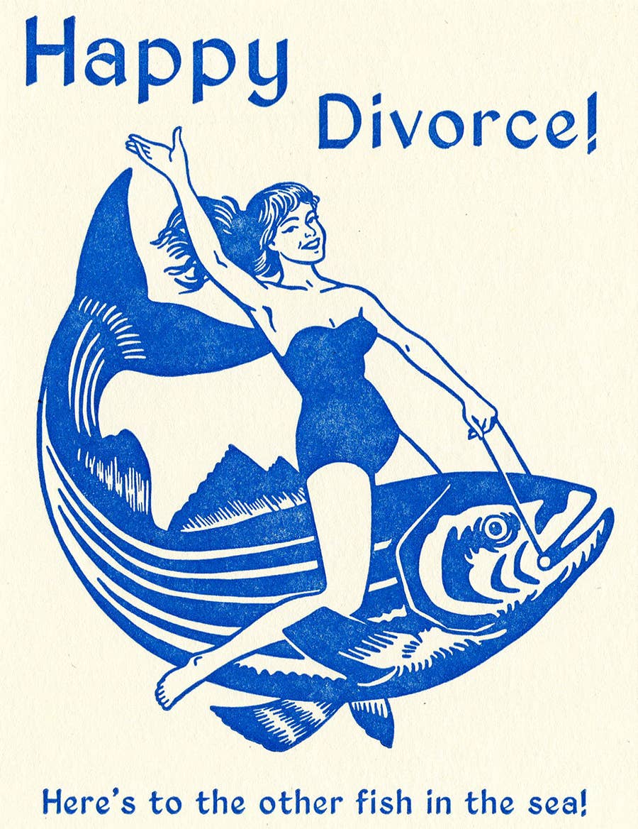 Lady Pilot Letterpress - Happy Divorce Greeting Card