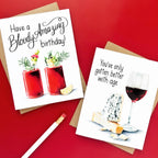 Morgan Swank Studio - Wine and Cheese Age Positive Birthday Card