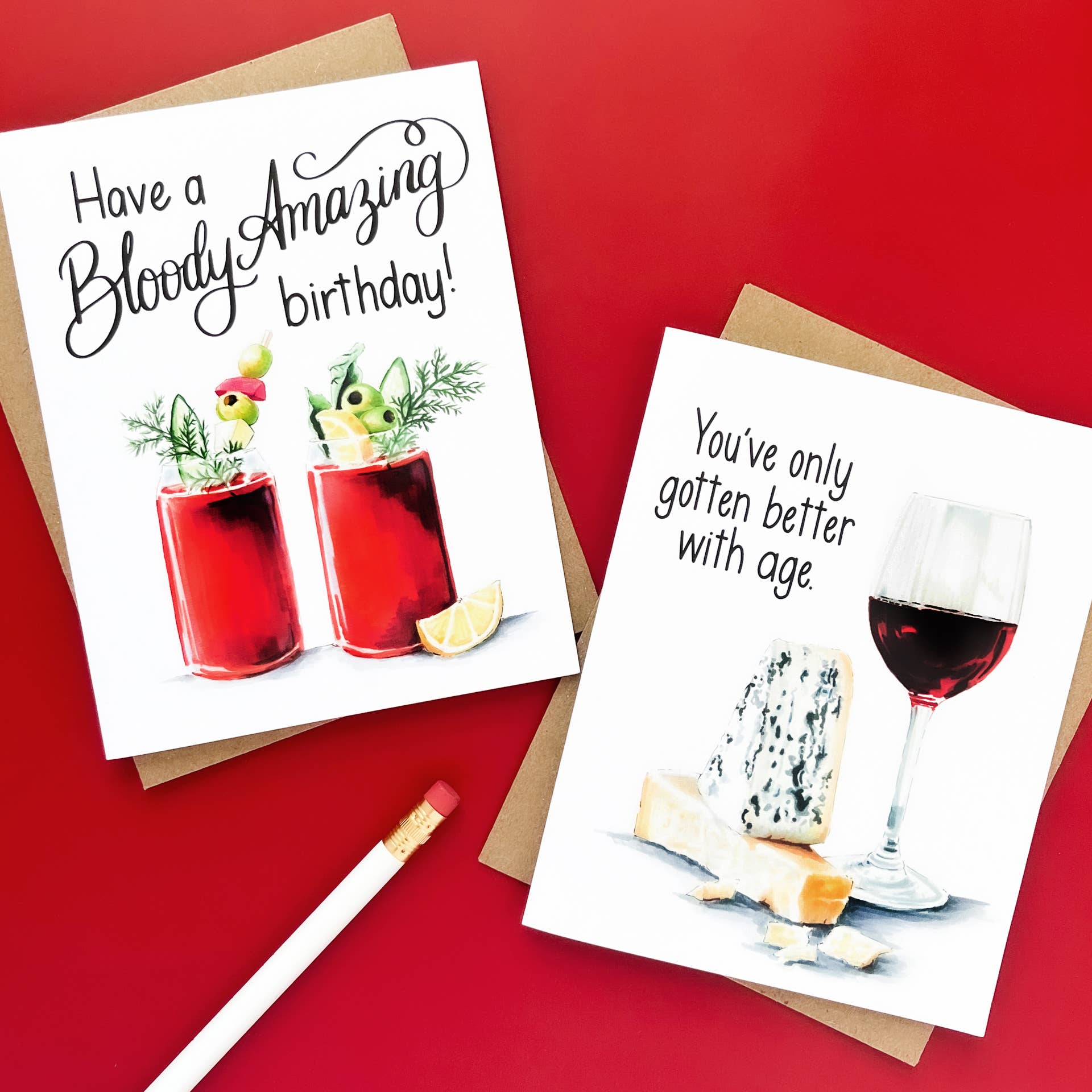 Morgan Swank Studio - Wine and Cheese Age Positive Birthday Card
