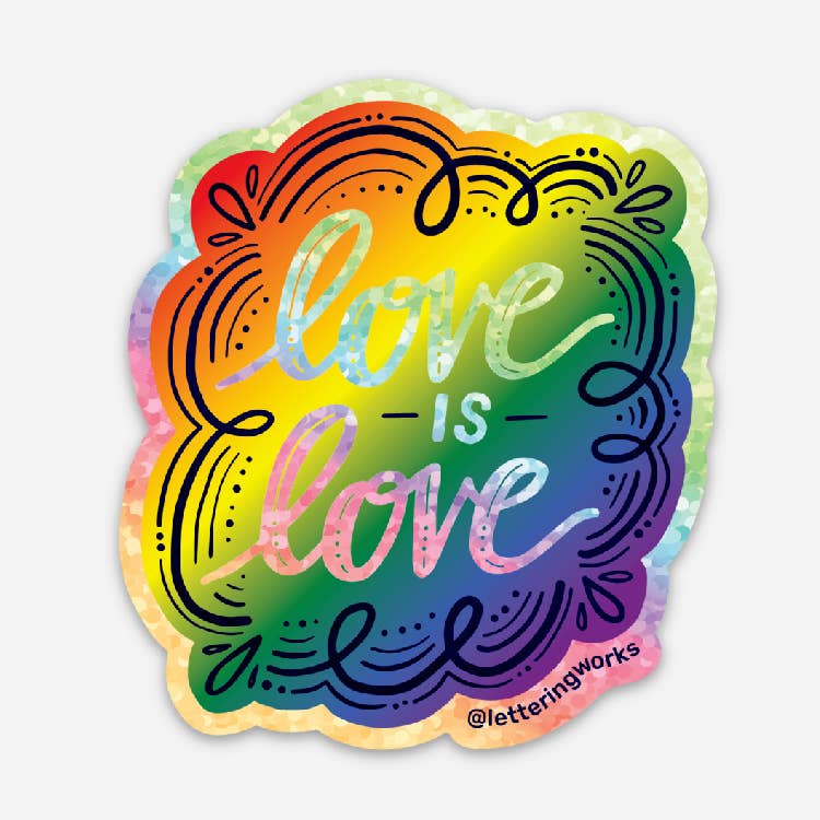 Lettering Works - Love is Love Sticker: Rainbow