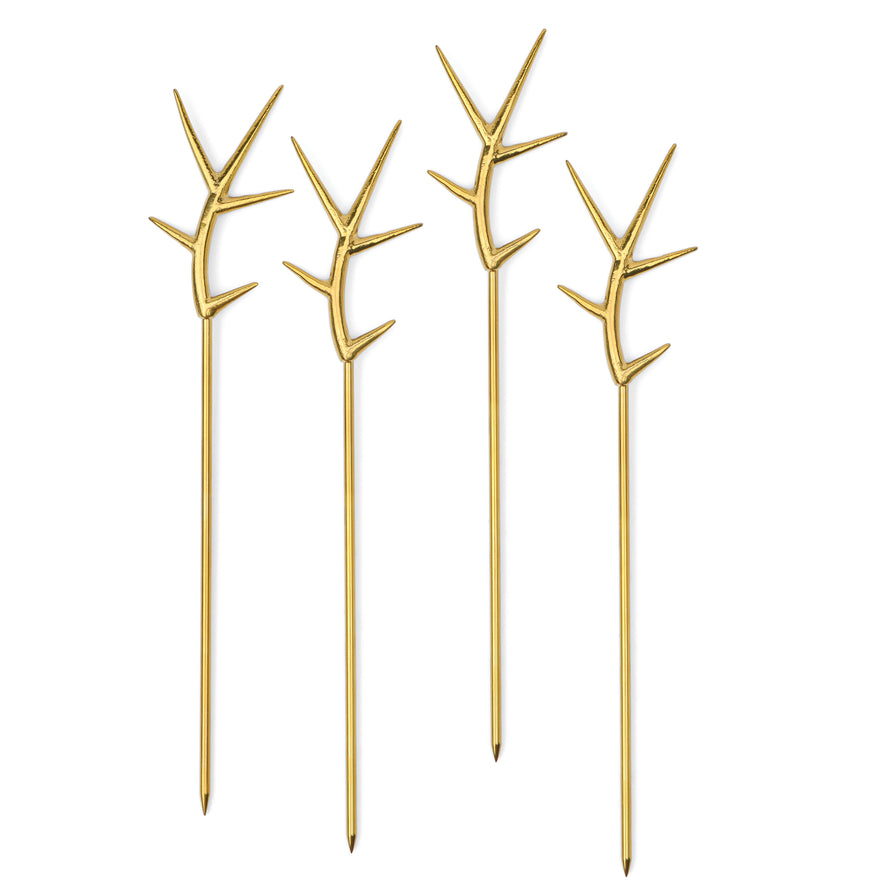 Here's How, The Ozzy Bloody Mary Picks - Gold, Set of 4