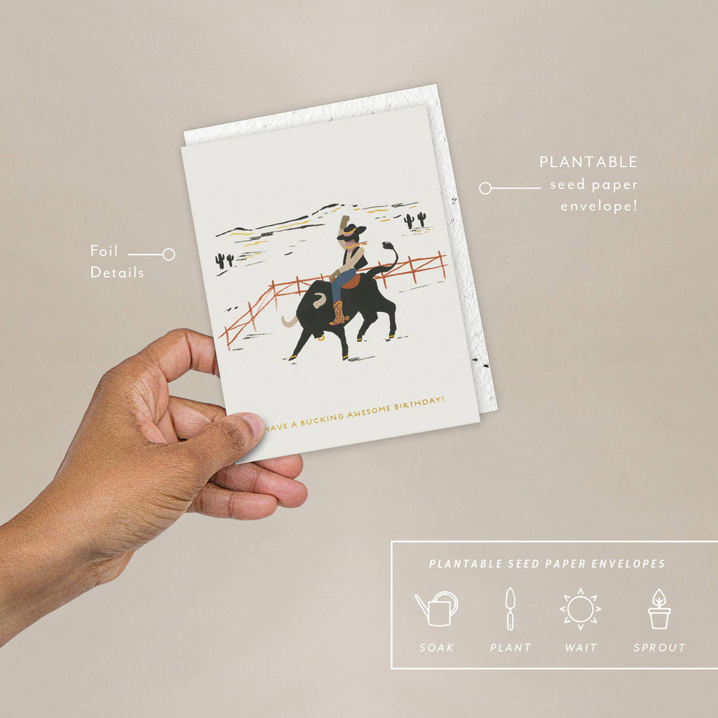 Seedlings - Bucking Awesome - Birthday Card