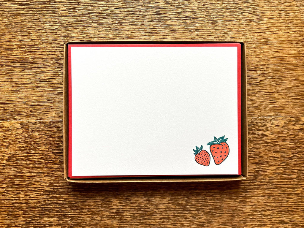 Noteworthy Paper & Press - Strawberries Flat Stationery