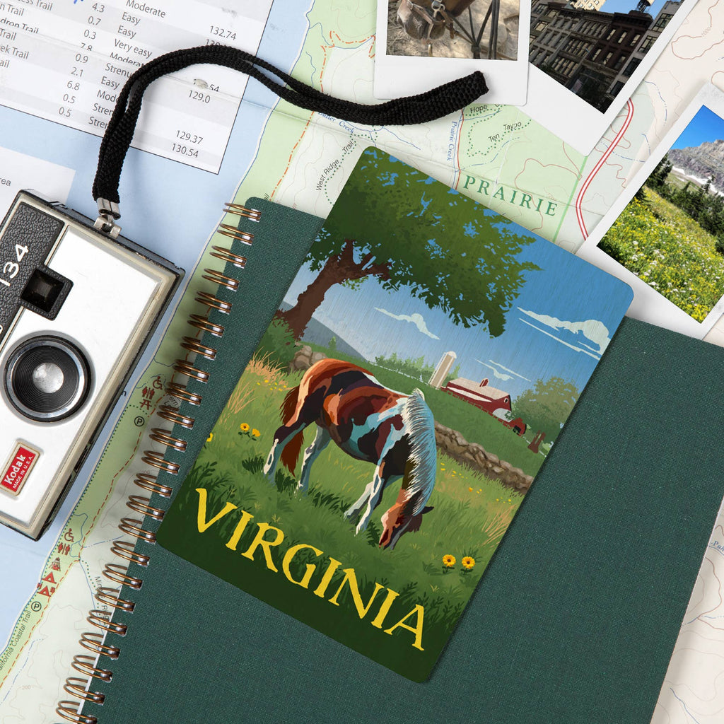 Lantern Press - WOOD POSTCARD Virginia Horse in Field